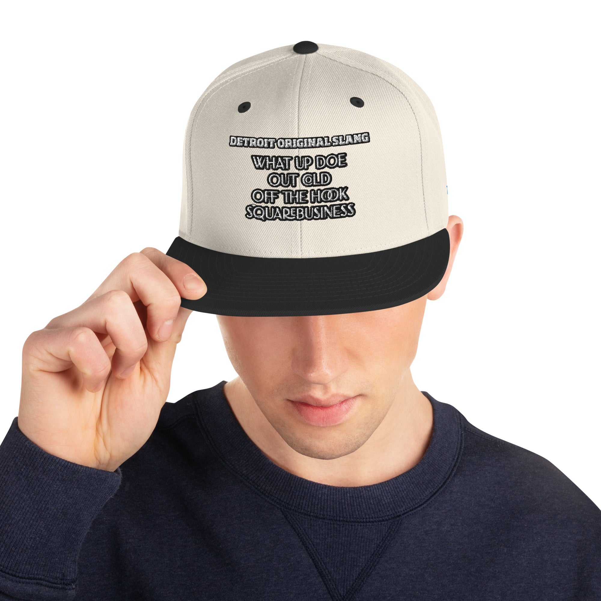 Detroit Original Slang Embroidered Snapback Hat - 6-Panel Classic Fit