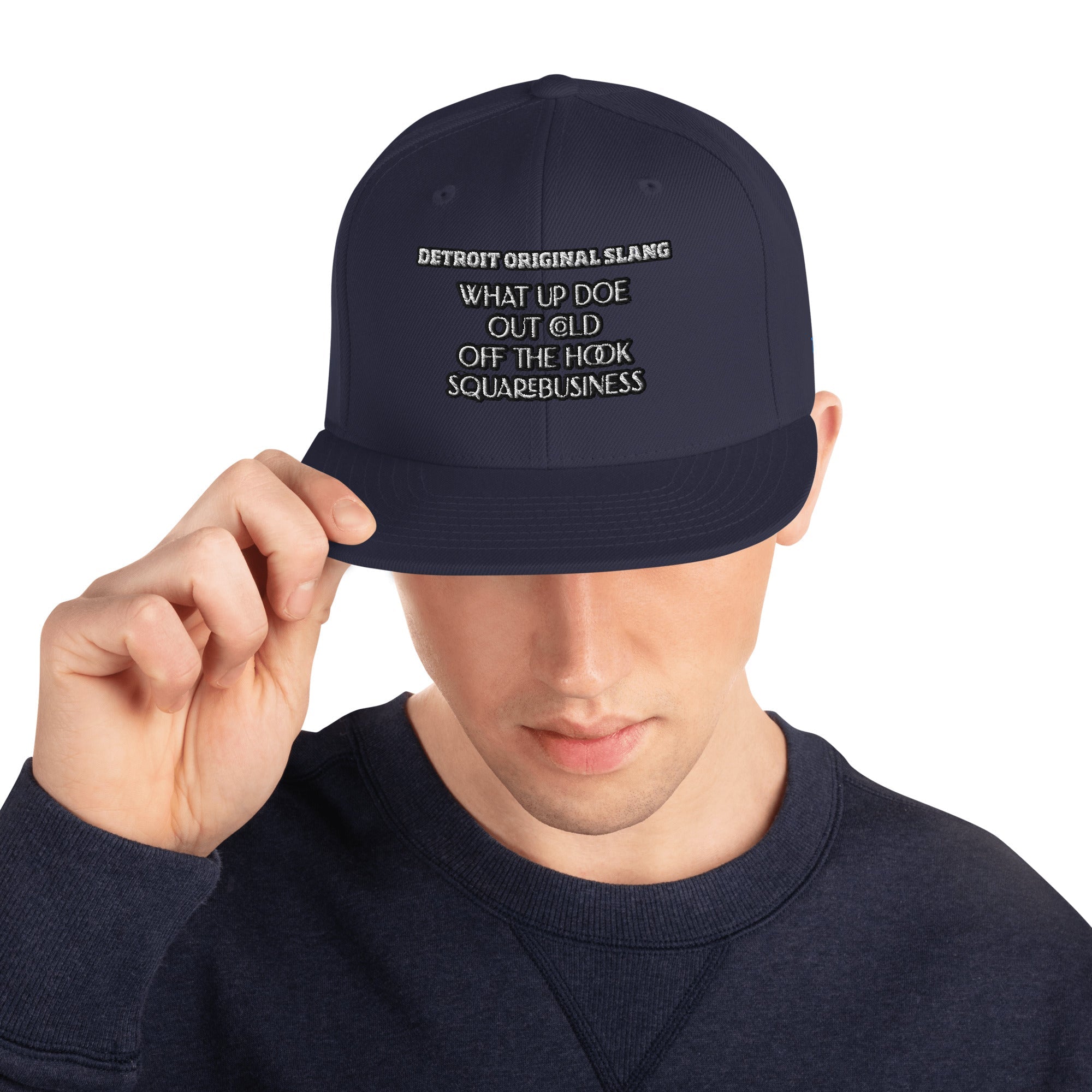 Detroit Original Slang Embroidered Snapback Hat - 6-Panel Classic Fit