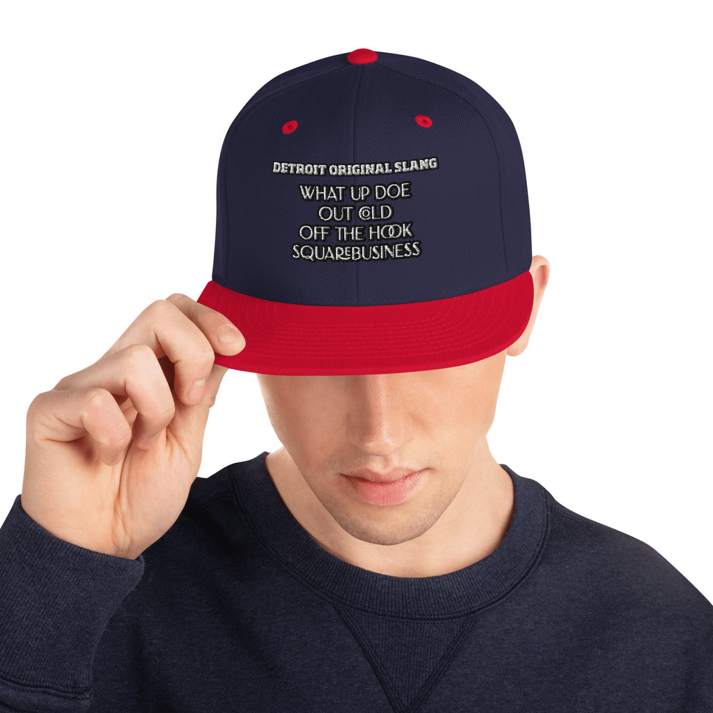 Detroit Original Slang Embroidered Snapback Hat - 6-Panel Classic Fit