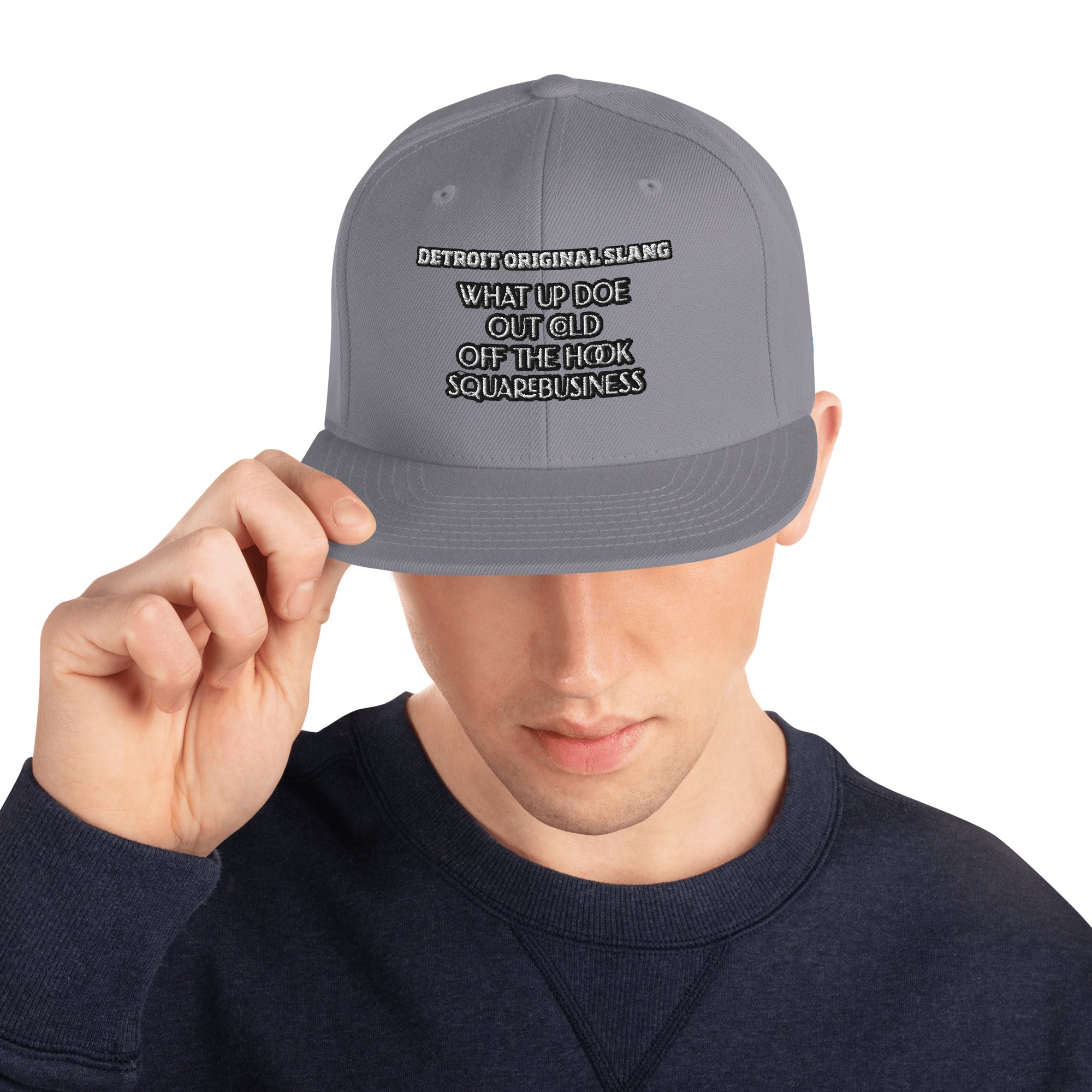 Detroit Original Slang Embroidered Snapback Hat - 6-Panel Classic Fit