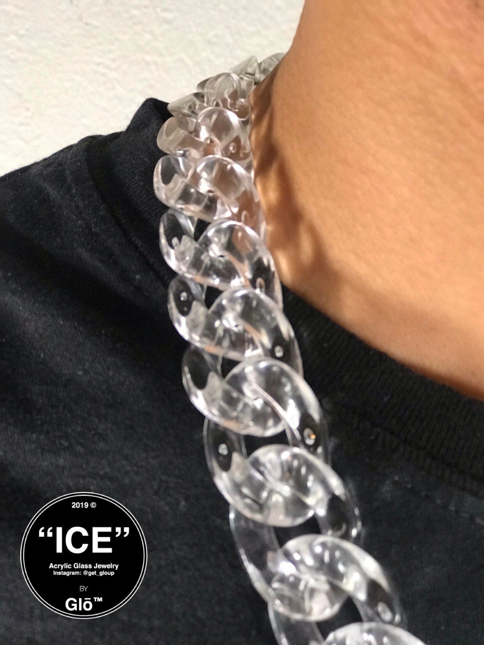 Clear Large Cuban Link Necklace – Acrylic Glass Chain for Layering, Y2K Fashion & Statement Style
