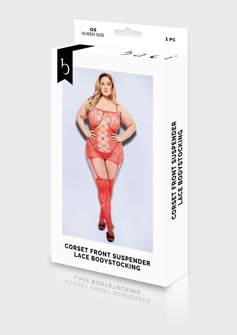Corset Front Suspender Lace Bodystocking