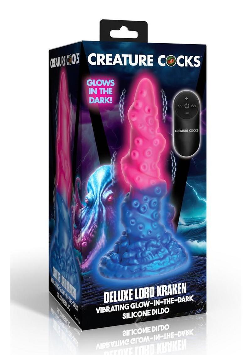 Creature Cocks Deluxe Lord Kraken Vibrating Rechargeable Silicone Glow In The Dark Dildo