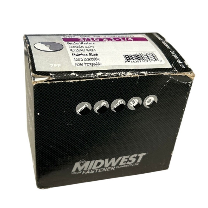 New In Box 100 Midwest Fastener 3/16" by 1.25" Stanless Steel Fender Washers