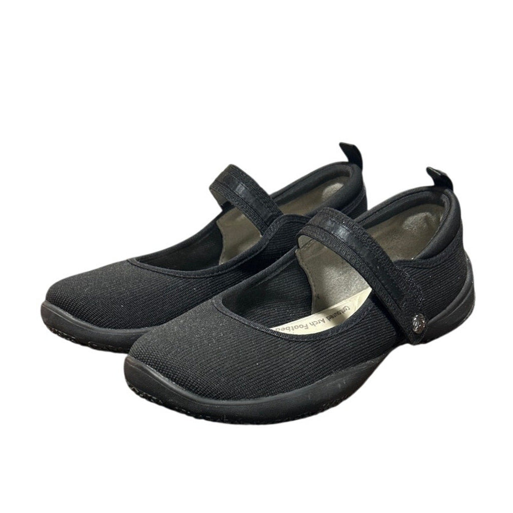 New In Box JSport Womens Size 7.5 Black Fabric Hook Loop Melody Mary Jane Shoes