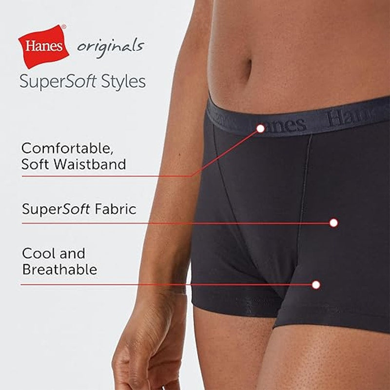 New Hanes 5 Pack Womens Large Originals Ultra SuperSoft Boxer Brief Underwear