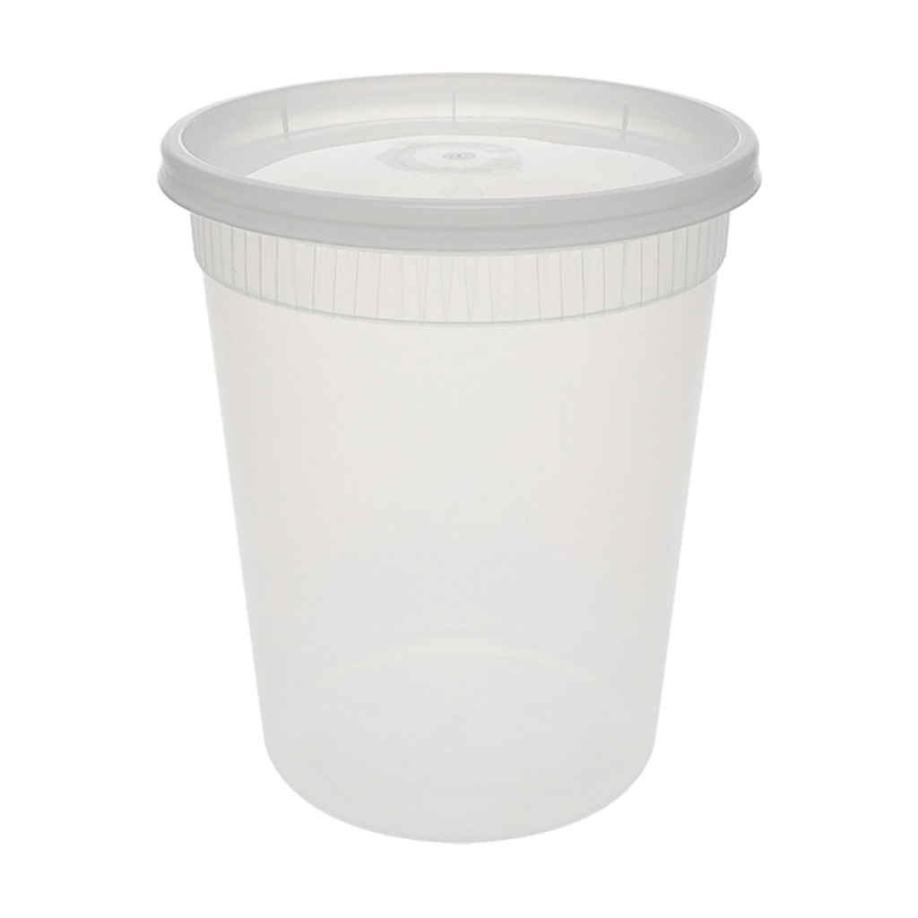 Newspring DELItainer 32 oz Deli Cup & Lid Combo Pack, Clear Polypropylene, Leak-Resistant (QTY 240), SKU YSD2532