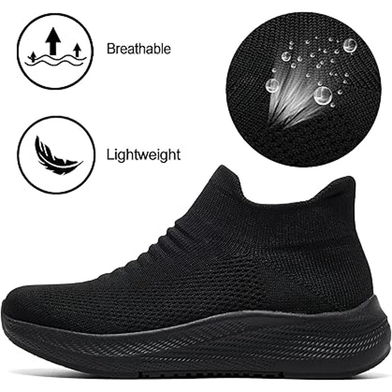 Shulook Womens Size 8 Black Mesh Slip On Breathable Comfort Walking Shoes
