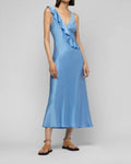 Rarthemis Long Midi Silk Dress With Ruffles