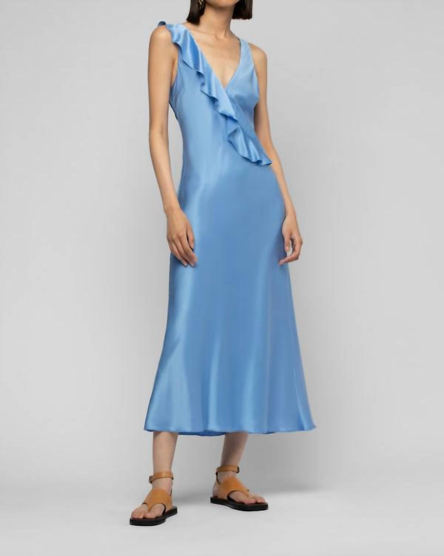 Rarthemis Long Midi Silk Dress With Ruffles