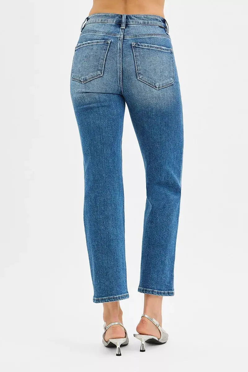 RISEN Jeans - Tummy Control High Rise Crop Straight Jeans