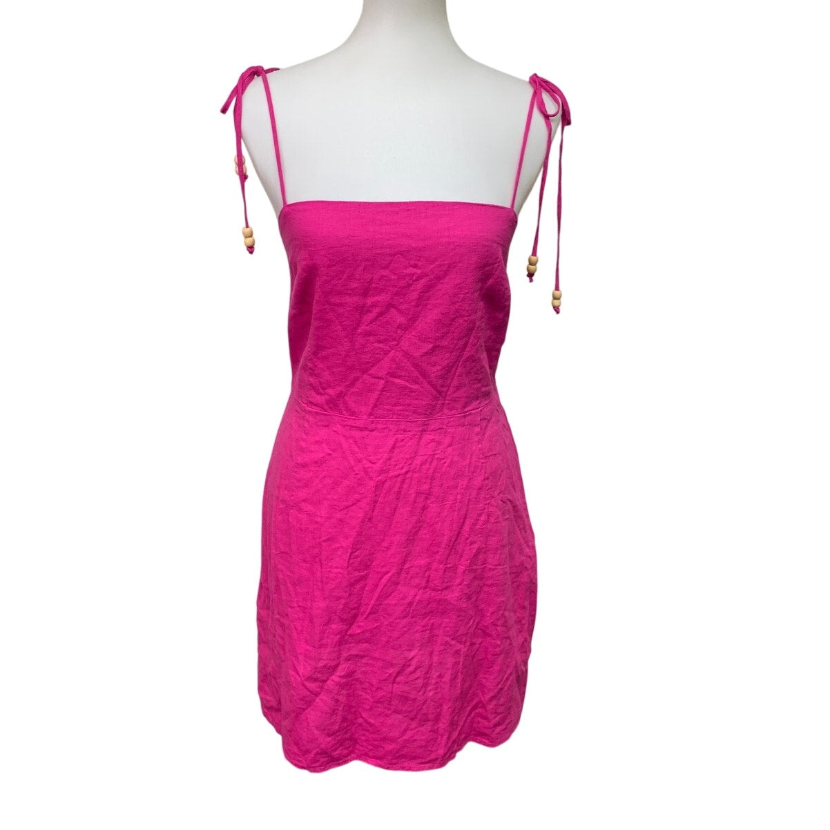 New Mango Womens Size 6 Tied Spaghetti Strap Linen Viscose Blend Sheath Dress