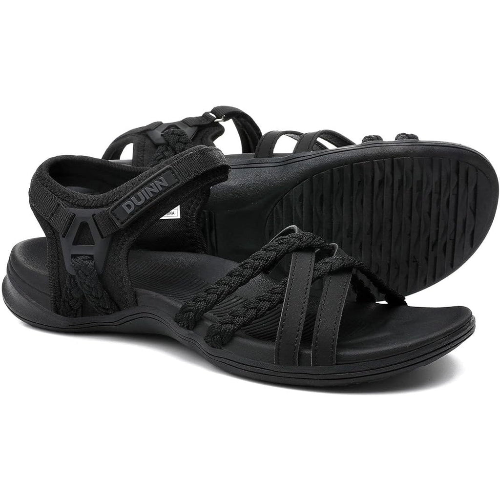 Ubfen Womens Size 11.5 Black Hook Loop Open Toe Strappy Comfort Hiking Sandals