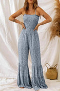 Smocked Printed : Wide Strap Jumpsuit