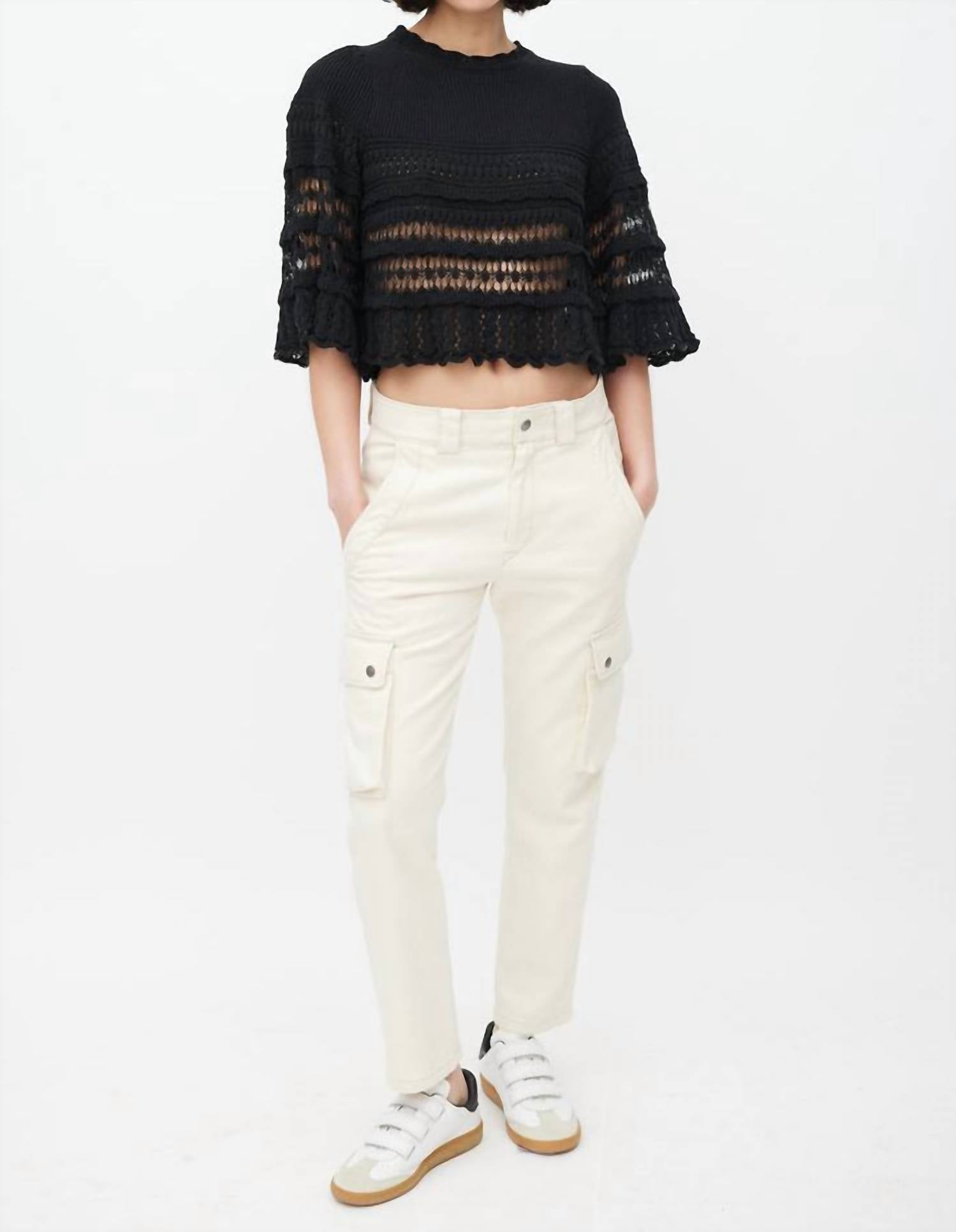 Azelia Tiered Cut Out Knit Pullover Sweater