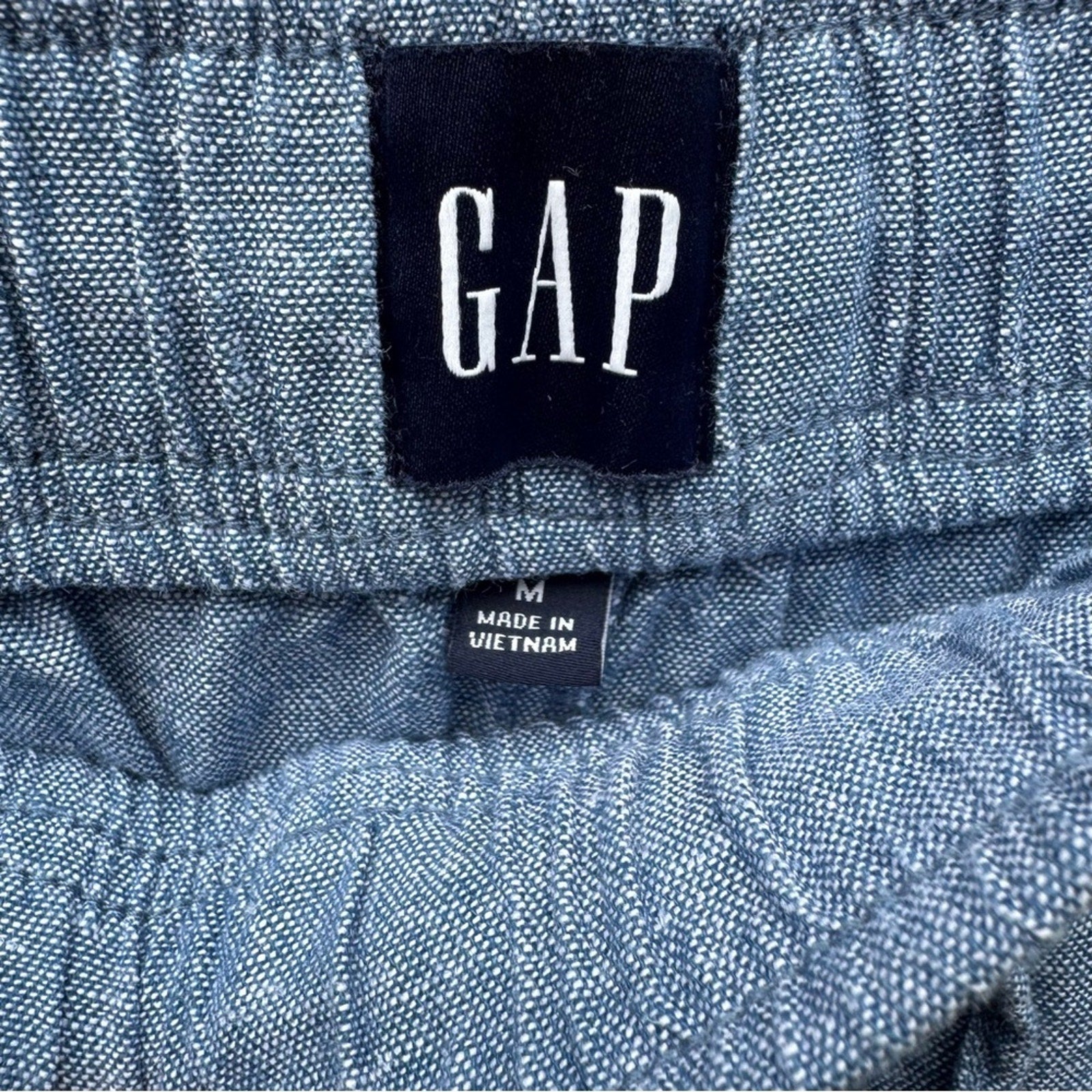 GAP Womens Medium Linen Rayon Blend Country Blue Elastic Drawstring Waist Shorts