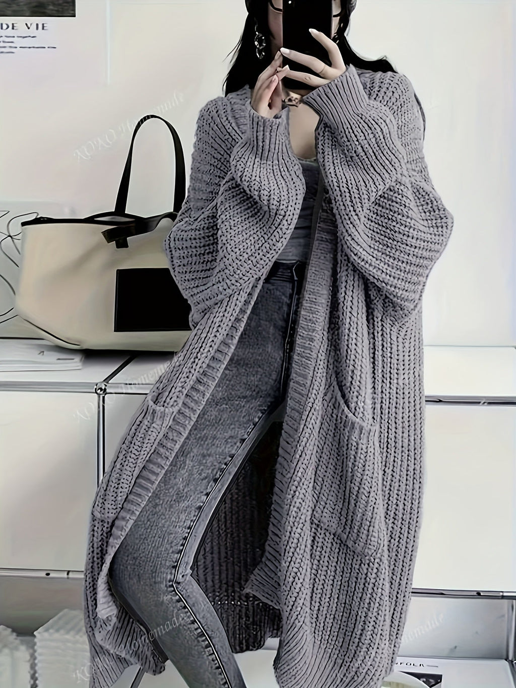 Women's Fashion Casual Temperament Long Over Knee Cardigan