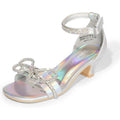 Dream Pairs Big Girls Size 4 Rainbow Silver Ankle Strap Rhinestone Bow Shoes
