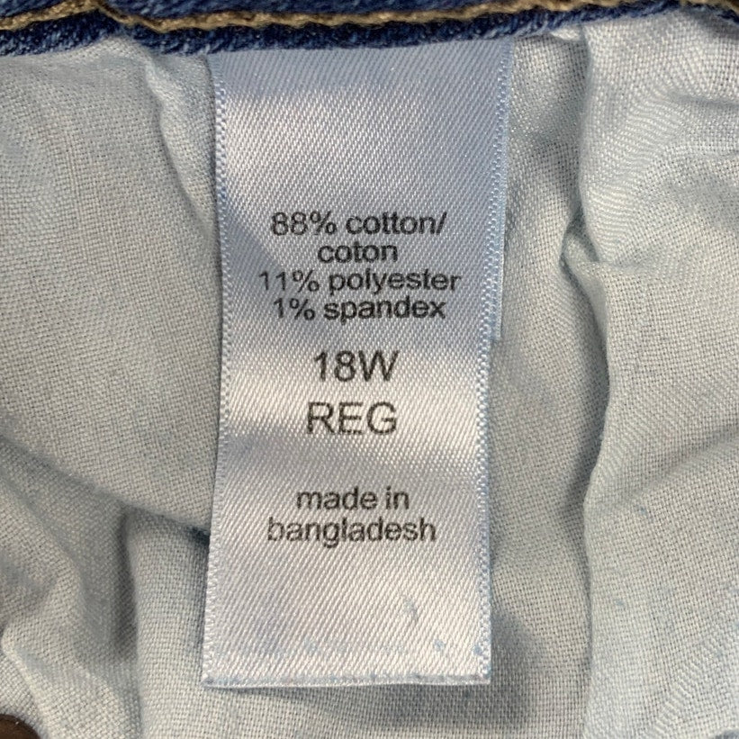 M Jeans by Maurices Womens 18W Regular Cotton Blend Mid Rise Denim Blue Jeans