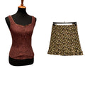 LOFT Petites 12P Flowy Knee Length Polka Dot Circle Skirt w Lacy Tank Top
