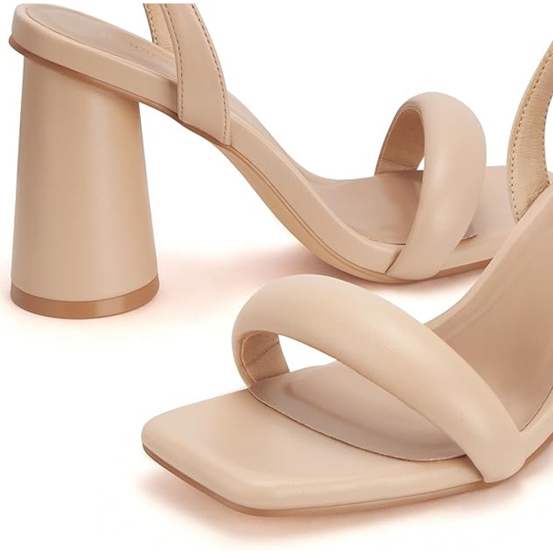 New Viciously Vixen Womens 8 Tan 4" Block Heel Open Toe Strappy Sandal Shoes