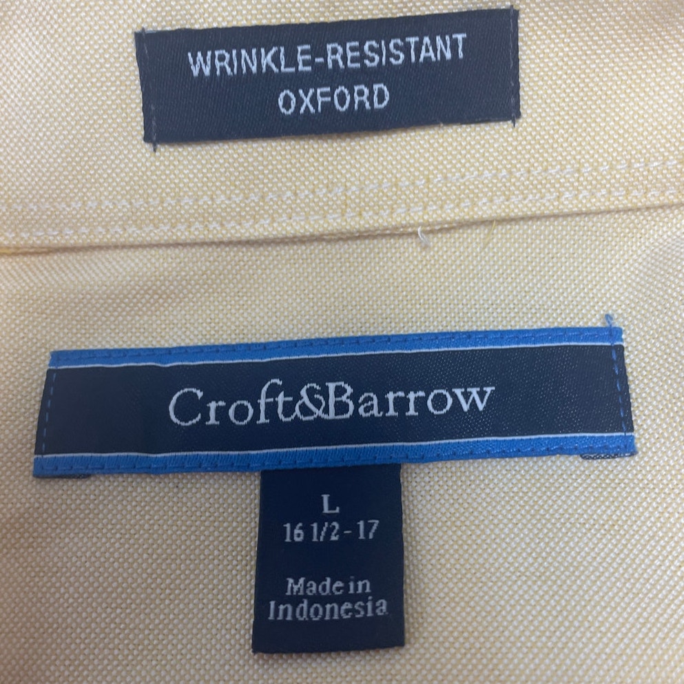 Croft & Borrow Mens Large Wrinkle Resistant Short Sleeve Button Down Shirt
