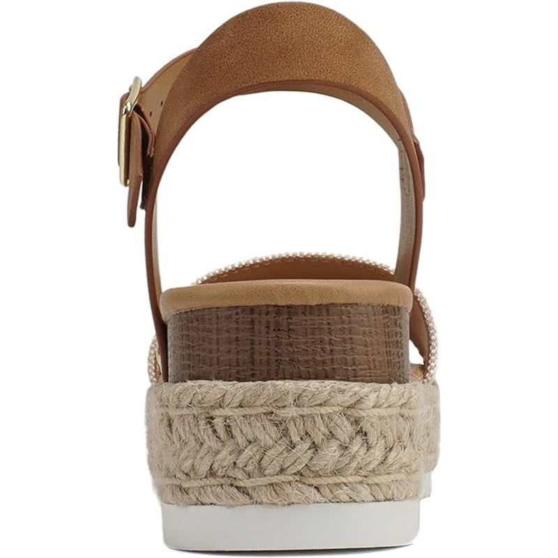 Soda Womens Size 6.5 Open Toe Ankle Strap 2.5" Platform Espadrille Sandal Shoes