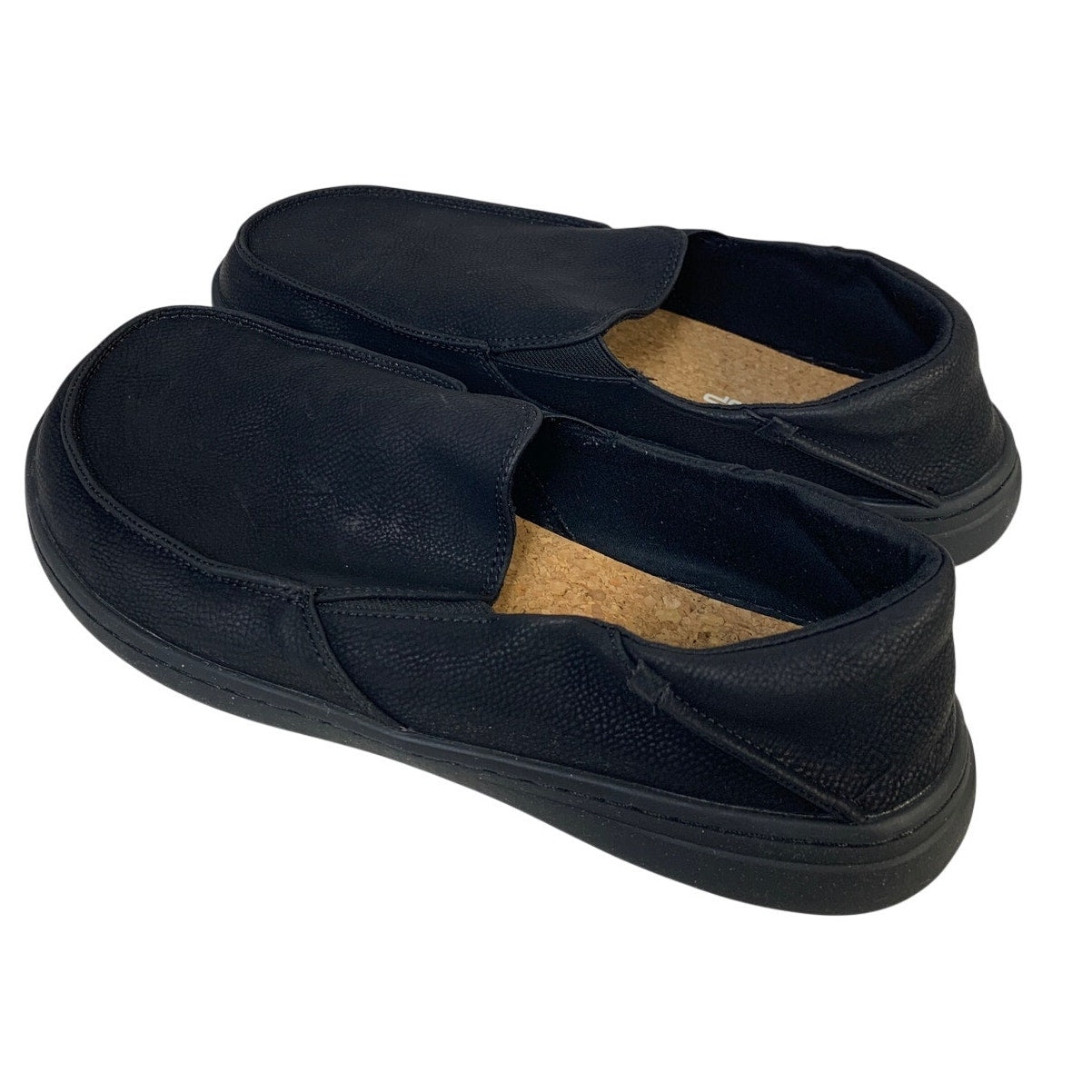 Pulltop Mens Size 10 Black Faux Leather Closed Round Toe Slip On Slippers Shoes