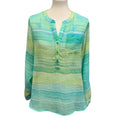 Christopher & Banks Womens Small Sheer Long Sleeve Half Button Striped Blouse