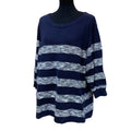 Croft & Barrow Woman 3X 3/4 Sleeve Striped Crew Neck Cotton Knit Sweater