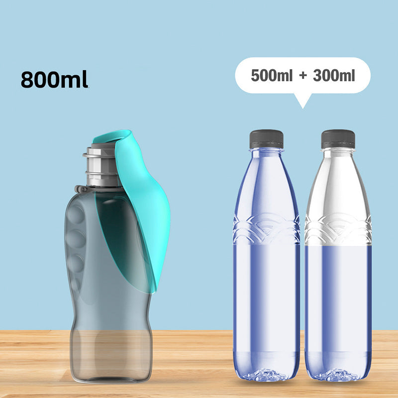 Portable Dog Water Bottle 800ml – Leakproof Foldable Pet Travel Water Dispenser with Drinking Bowl for Walking & Hiking