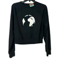 Upcycled Hand Printed Womens Medium Save The Earth World Long Sleeve Sweatshirt
