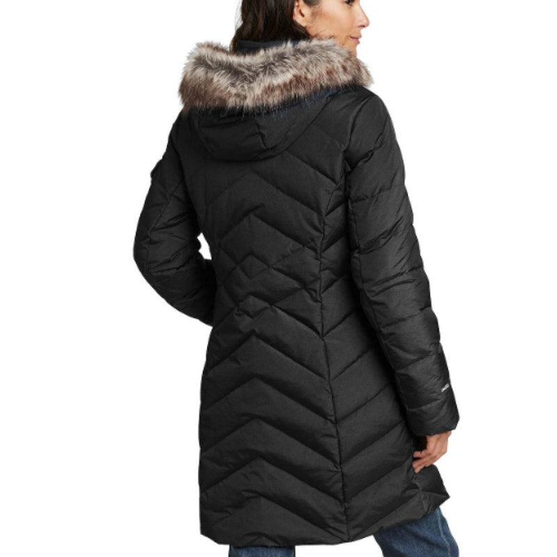 New Eddie Bauer Womens XXL Black 650 Down Sun Valley Puffer Parka Long Coat