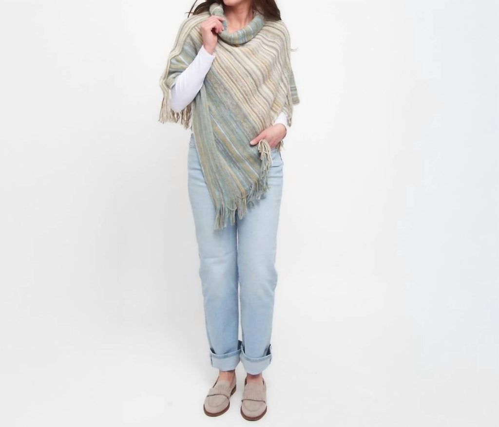 Tiya Striped Funnel Neck Poncho