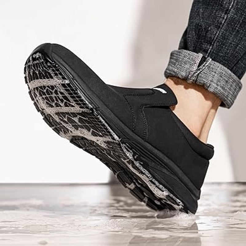 New Larnmern Mens Size 12 Black Faux Leather Non Slip Slide On Waterproof Shoes