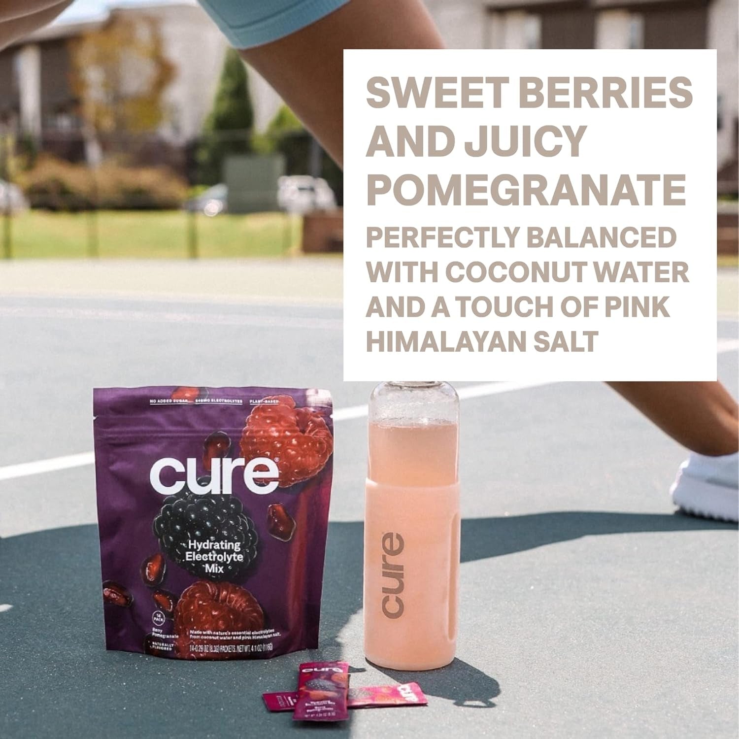 | Plant-Based Electrolyte Drink Mix | No Added Sugar | FSA-HSA | Dehydration Relief Powder Made with Coconut Water | Non-Gmo | Vegan | Box of 8 Packets - Berry Pomegranate