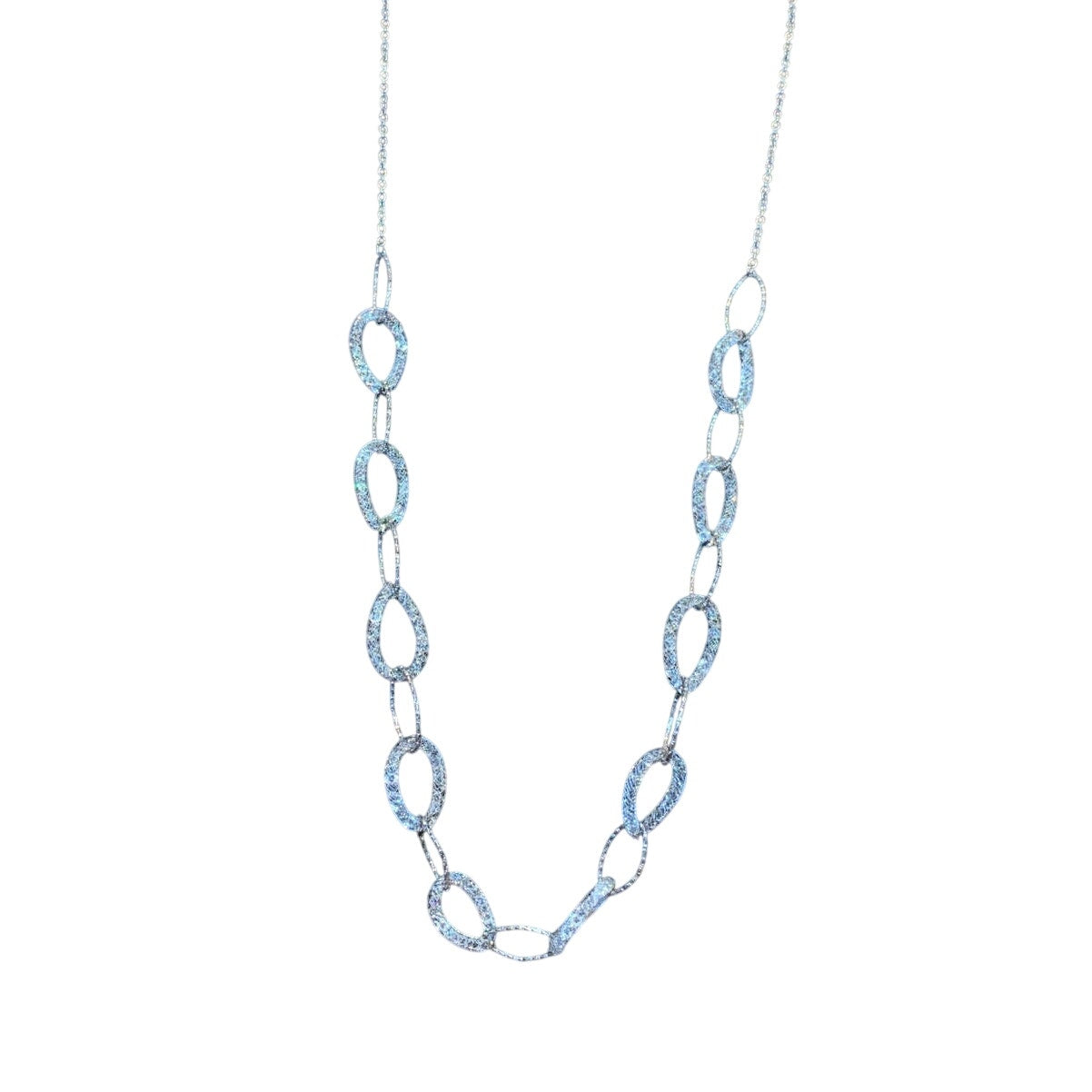 New 2pc Silver Pewter Chain Necklace Earring Jewelry Set Valentine Red Gift Box