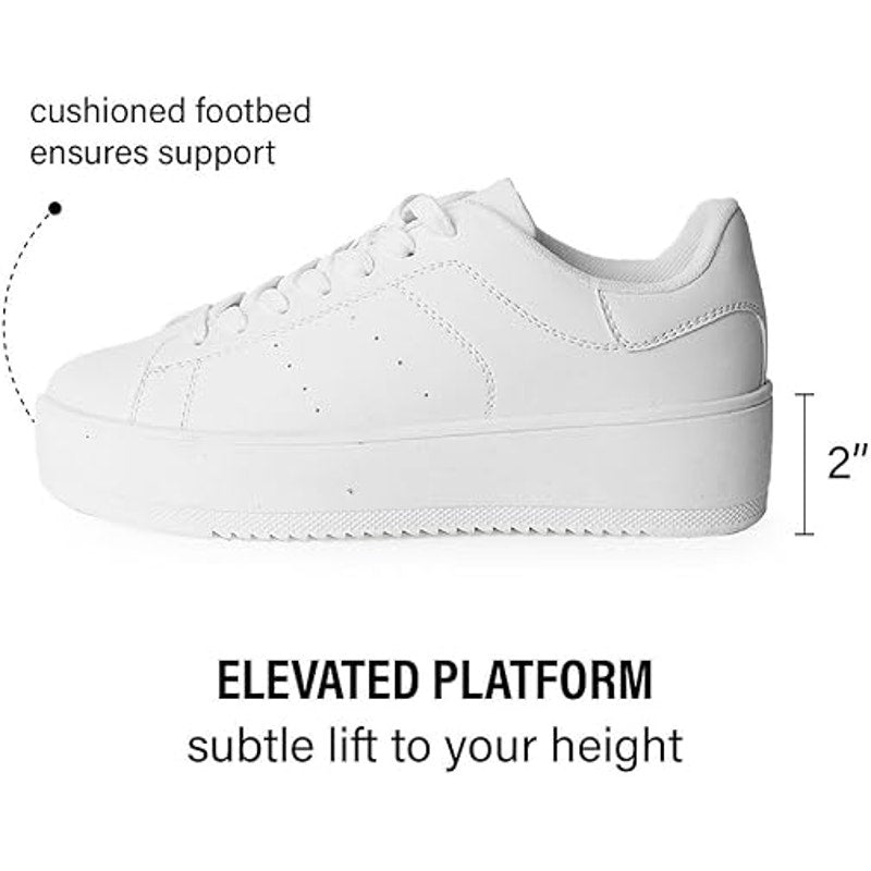 New J Adams Womens Size 7 White Faux Leather Lace Up Hero Platform Sneaker Shoes