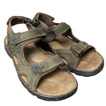 Jousen Mens 13 Brown Sandals Faux Leather Open Toe Hook Loop & Fastener Shoes