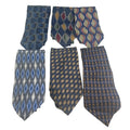 Lot of 6 Blue Brown Navy Geometric Diamond Vintage and Modern Mens Neck Ties