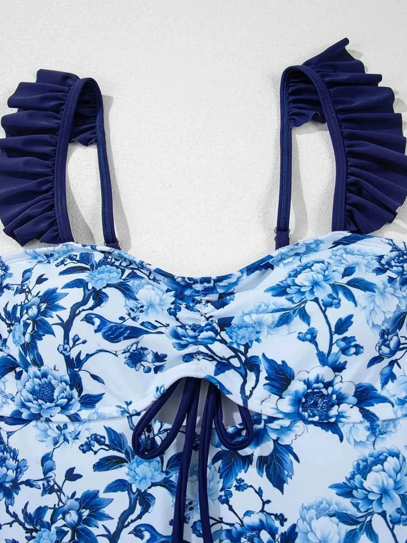 Cutout Ruffled Spaghetti Strap : One-Piece Swimwear