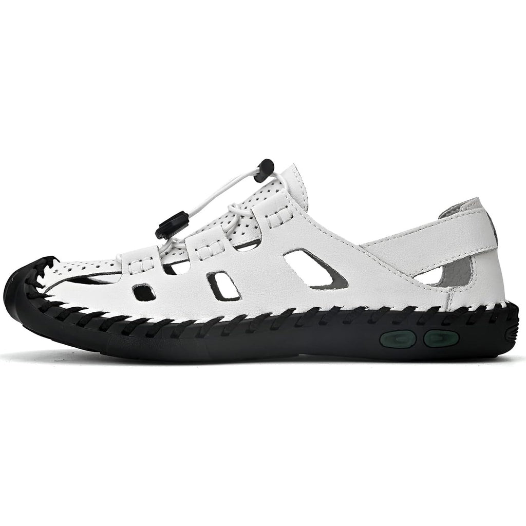 Dzujy Mens Size 14 White Sandals Drawstring Lace Round Toe Water Shoes