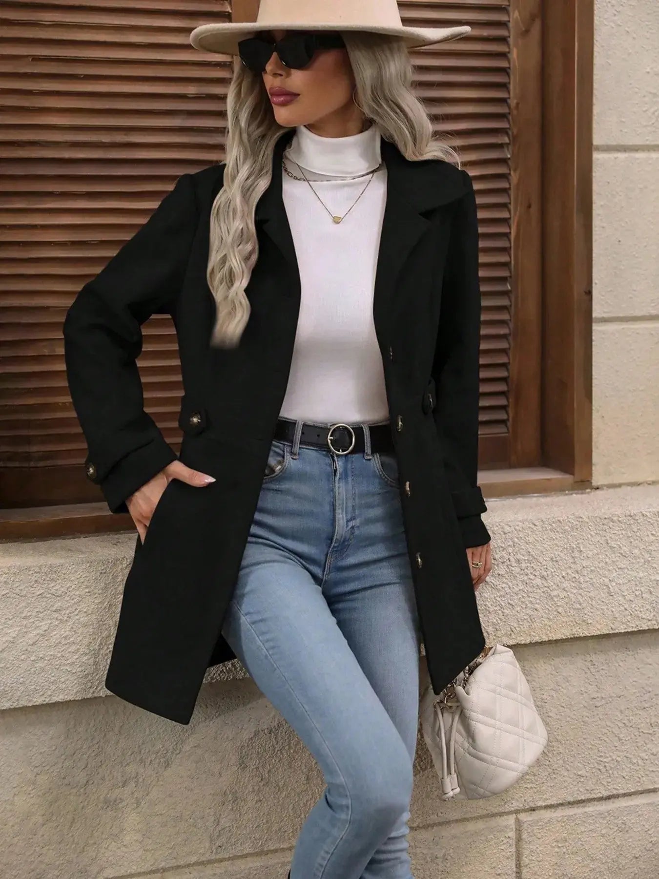 Button Up Long Sleeve Coat