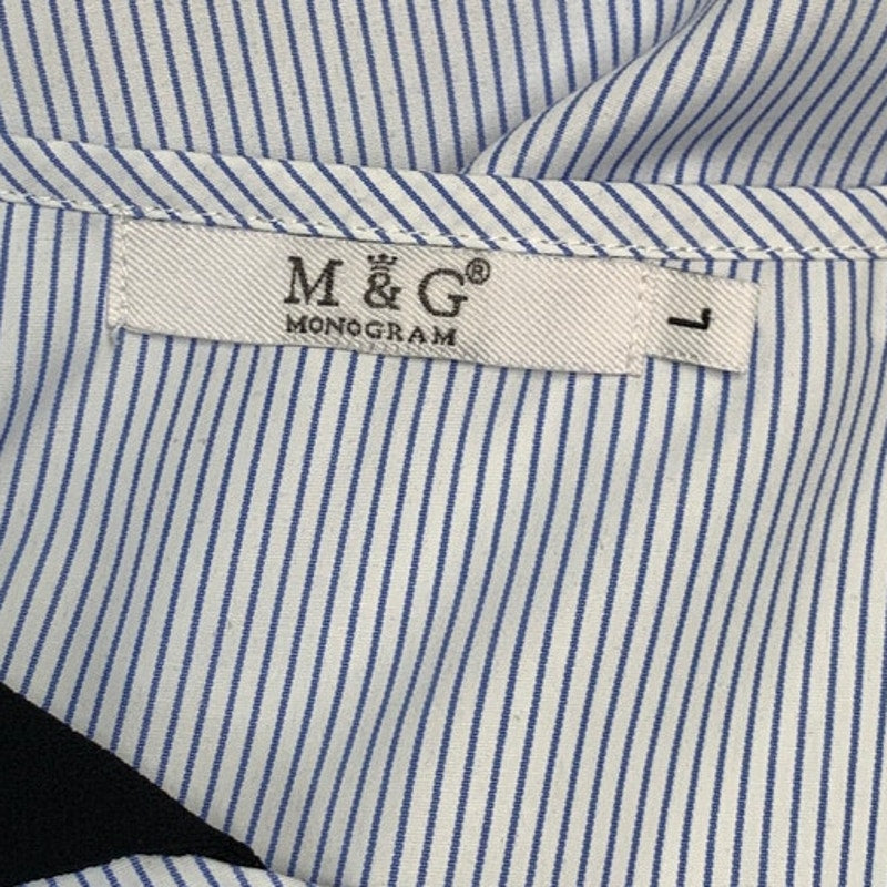 M & G Monogram Womens Large Striped Polyester Sleeveless Floral Top Blouse