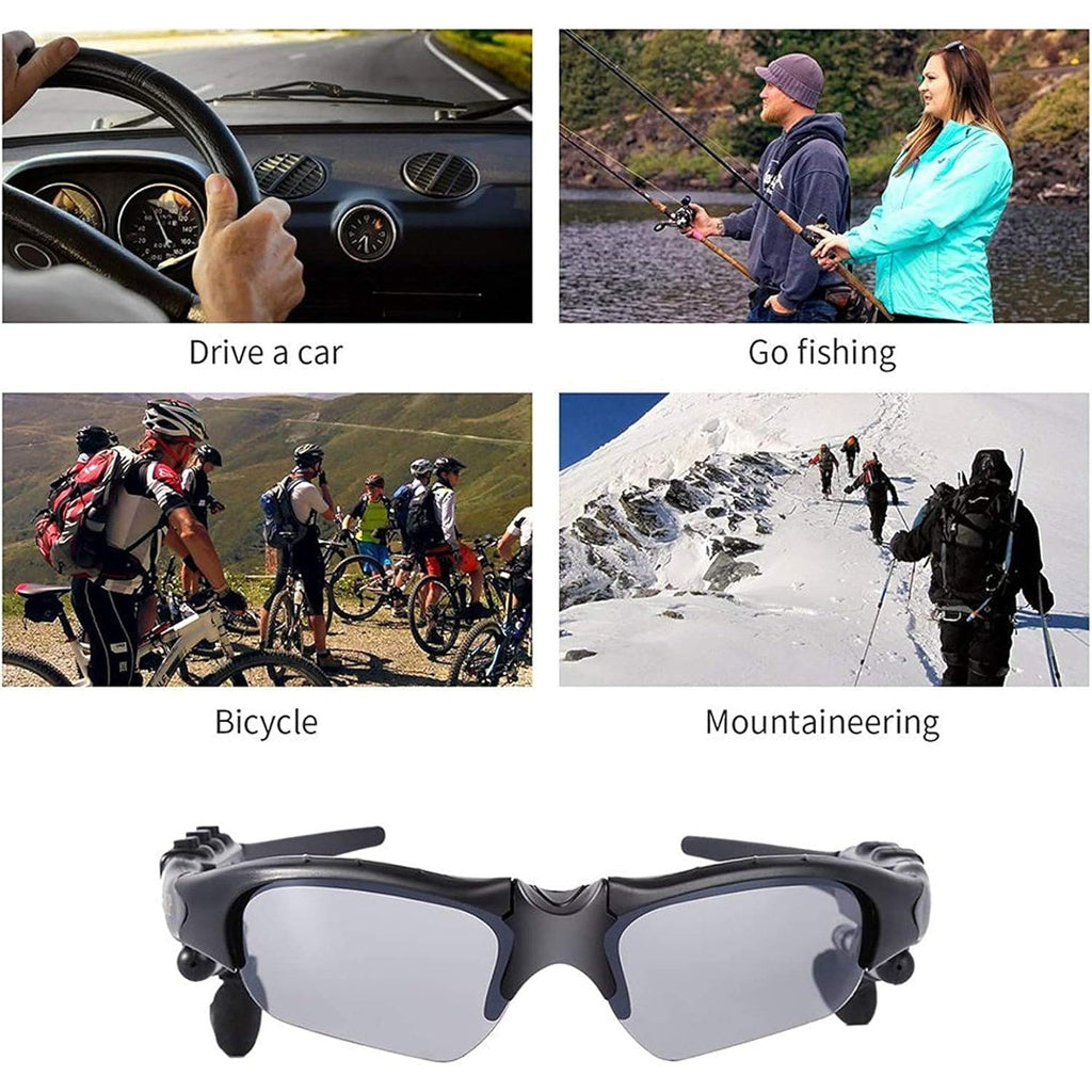 Grofulor Black Wireless Bluetooth MP3 Headphone Polarized Lenses Sunglasses
