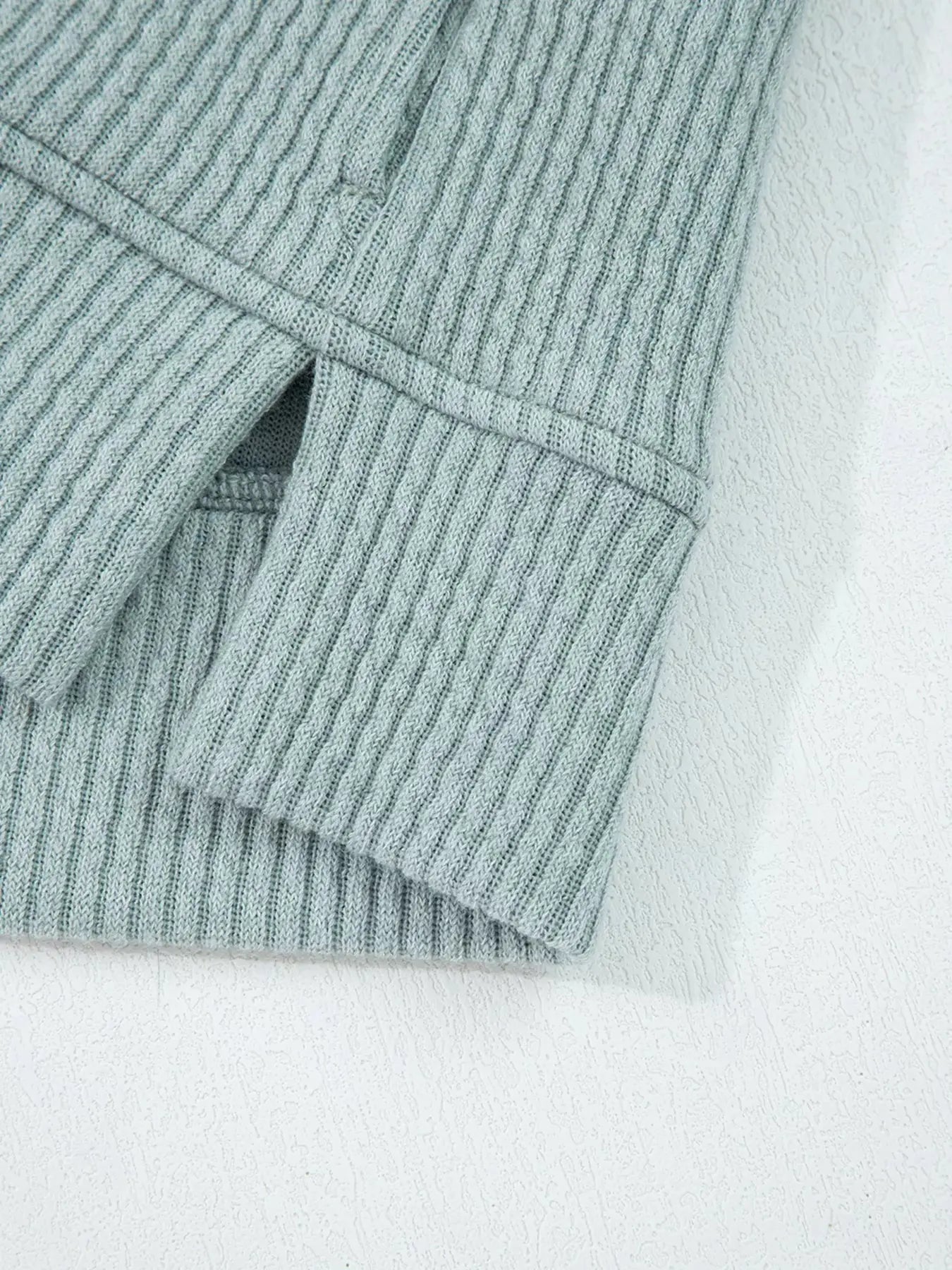 Ribbed Knit Drop Shoulder Hoodie