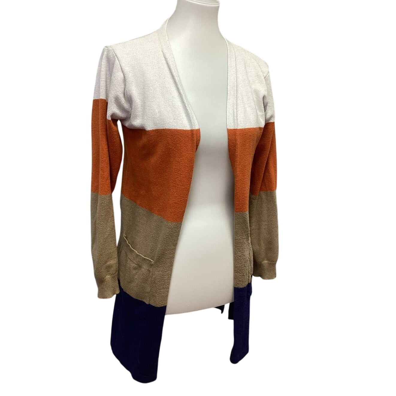Ecowish Womens XL 100% Cotton Striped Long Sleeve Open Soft Cardigan Sweater