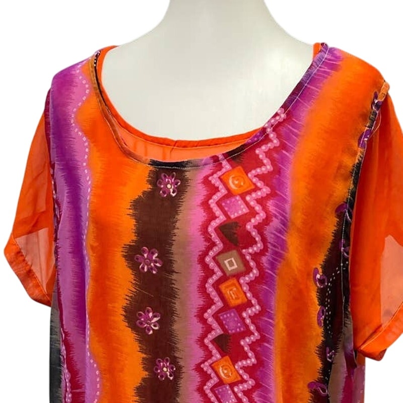 Kirpa Womens 1X Polyester Double Layer Sheer Long Shealth Dress Made In India