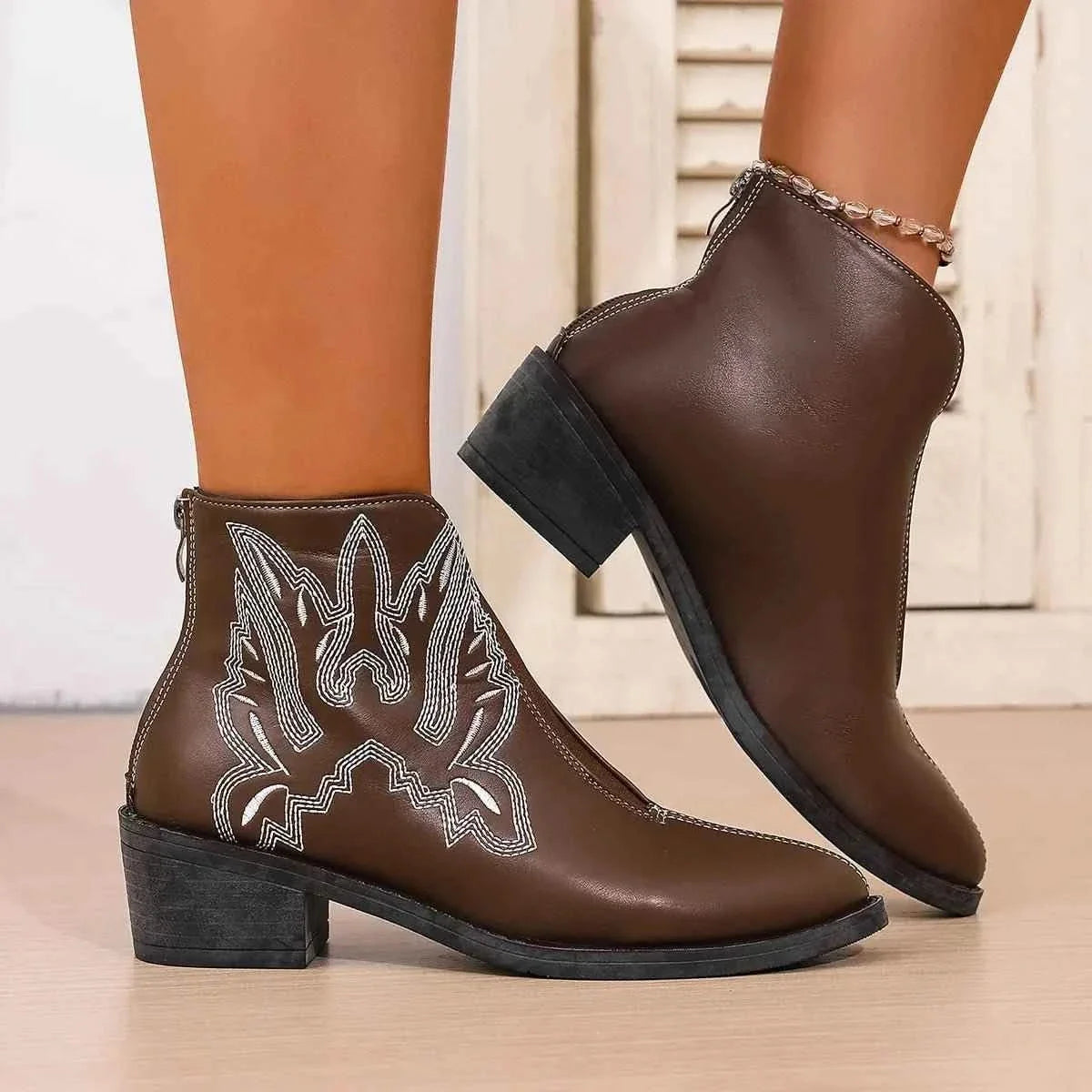 Western Embroidered : Ankle Boots