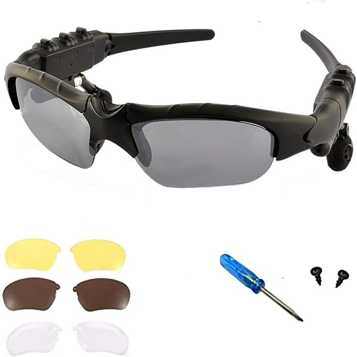 Grofulor Black Wireless Bluetooth MP3 Headphone Polarized Lenses Sunglasses